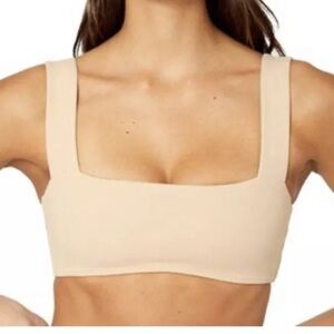 🍋 WeWoreWhat Womens Beige Sports Bra Top Bandana Bandeau Size Medium Athletic